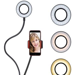Flexible LED Ring Light with Phone Holder - Black
